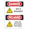 Signmission Safety Sign, OSHA Danger, 24" Height, Rigid Plastic, Not A Walkway Bilingual Spanish OS-DS-P-1824-VS-1505 - alternate 1